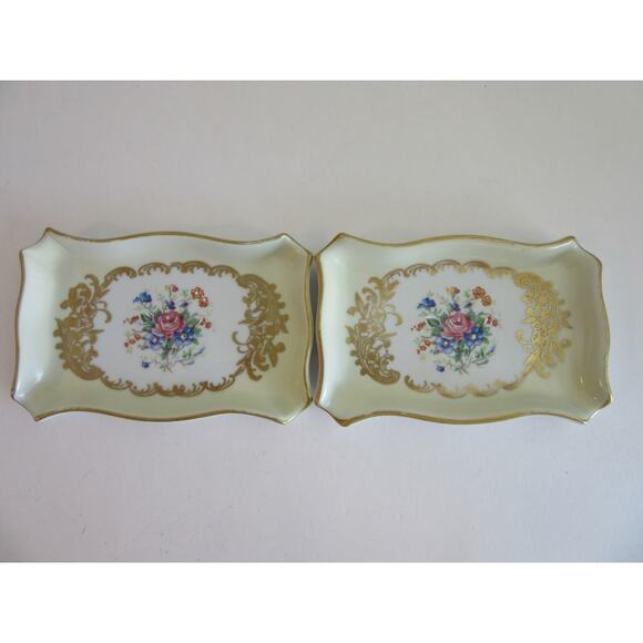 Set of Two Vintage Ceramic Made in France Floral Pattern Ashtrays Small - Picture 1 of 4